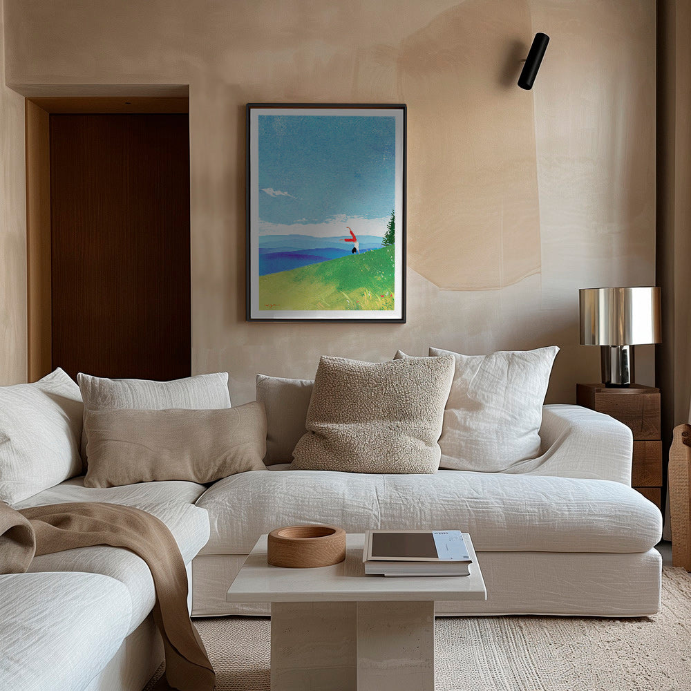 Cuadro de paisaje con figura en equilibrio en la colina – Canvas2