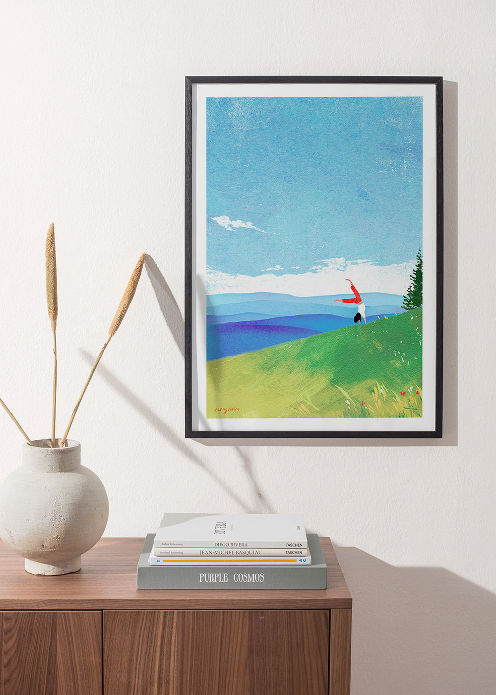 Cuadro de paisaje con figura en equilibrio en la colina – Product1