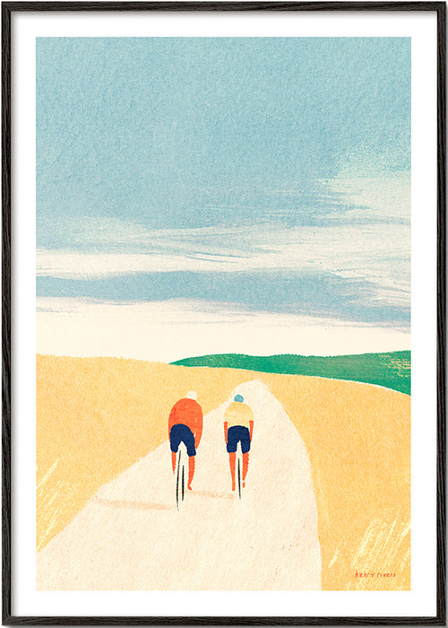 Cuadro deportivo con dos ciclistas en ruta – Black Frame