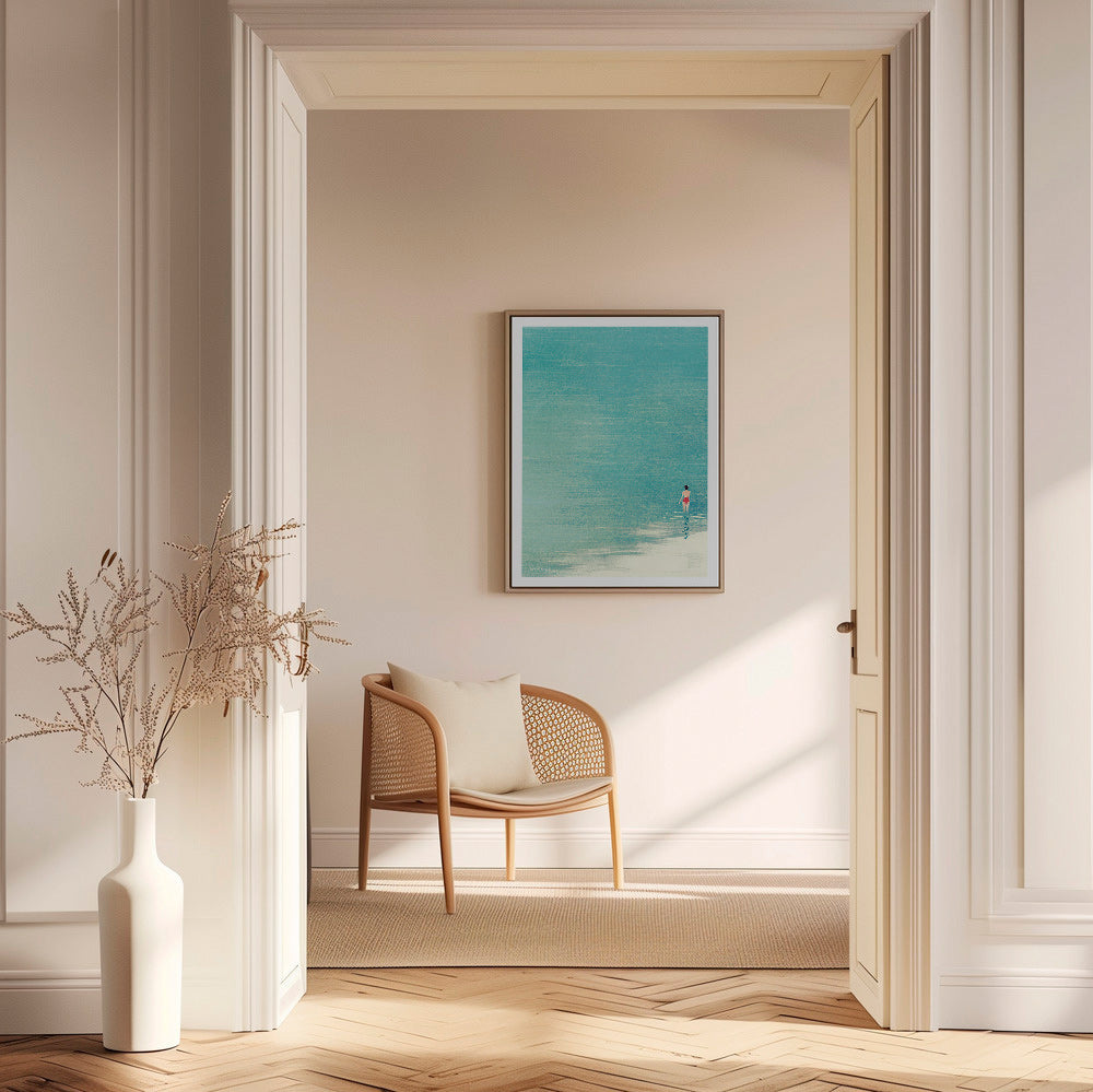Cuadro de paisaje: bañista en horizonte sereno – Canvas1