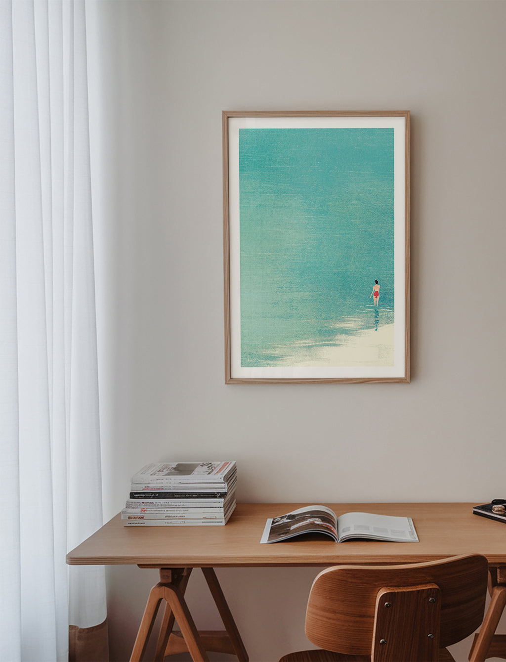 Cuadro de paisaje: bañista en horizonte sereno – Product1