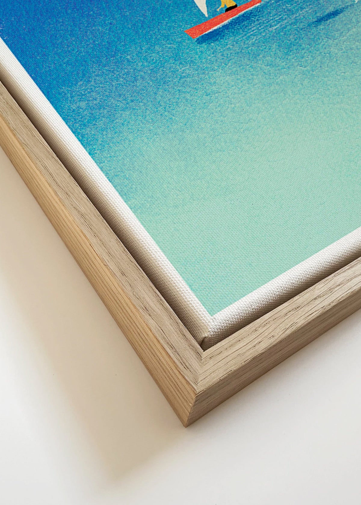 Cuadro con delfín y velero en mar azul – Canvas detail