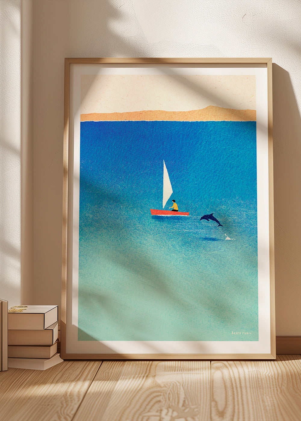 Cuadro con delfín y velero en mar azul – Product1