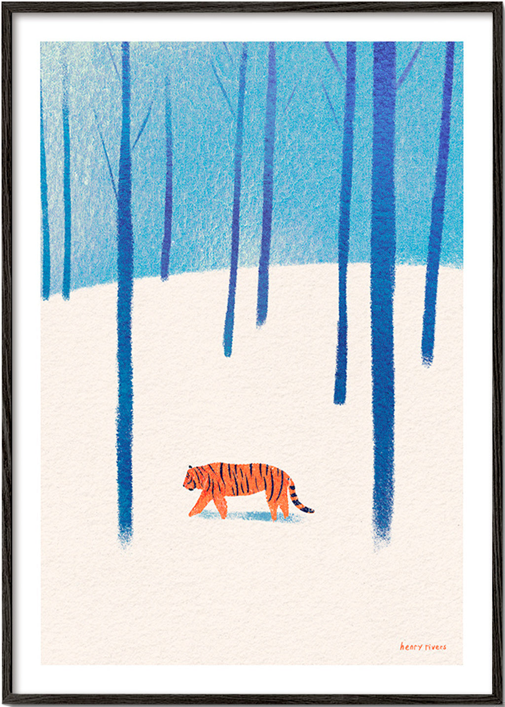 Cuadro tigre en la nieve – Black Frame
