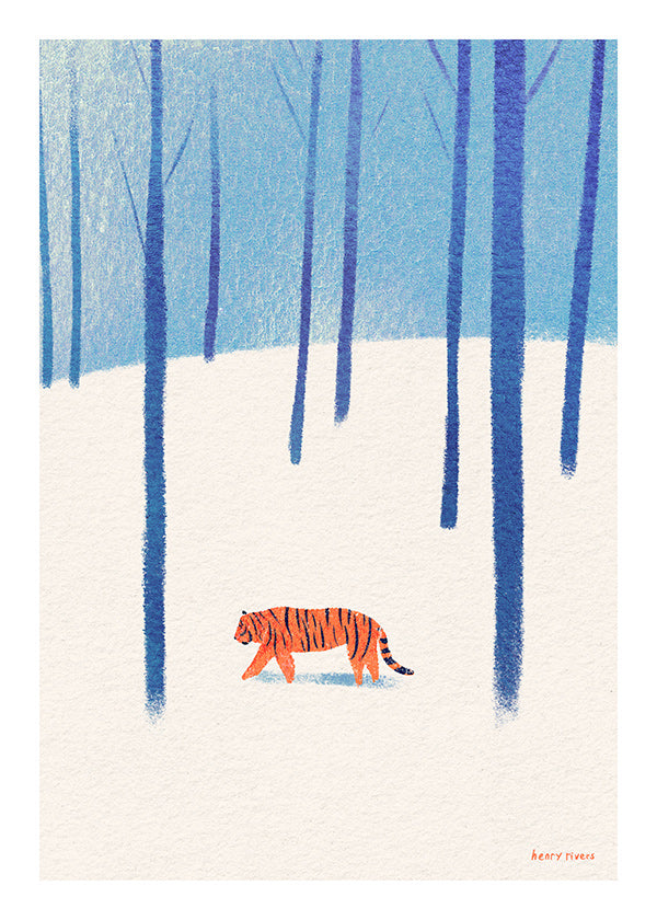 Cuadro tigre en la nieve
