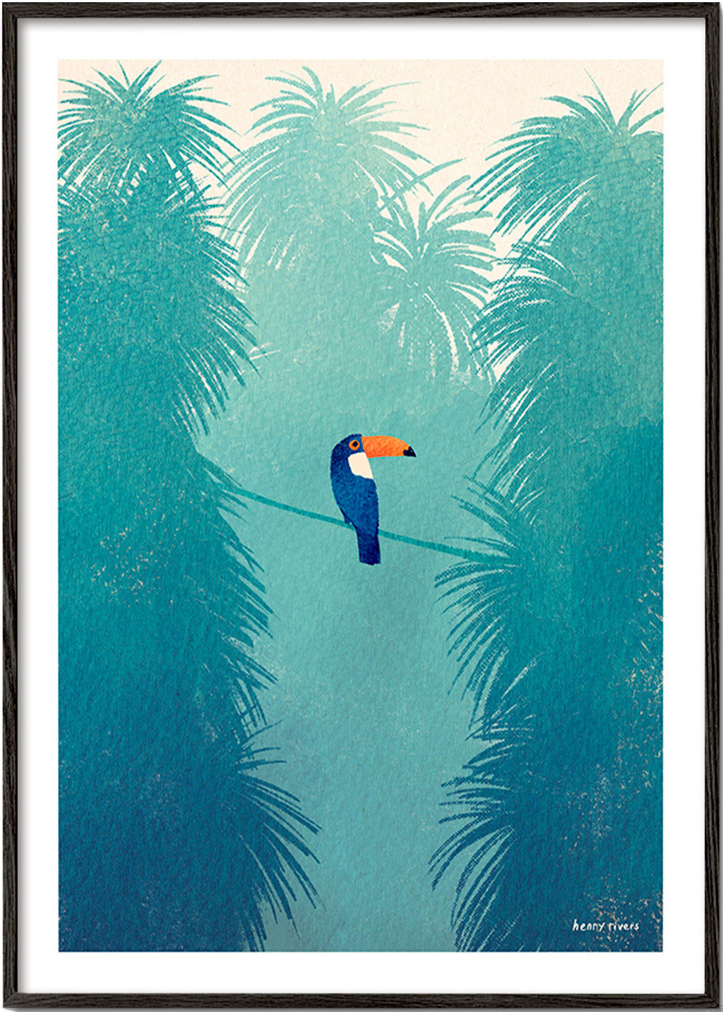 Cuadro tucán sobre rama tropical – Black Frame