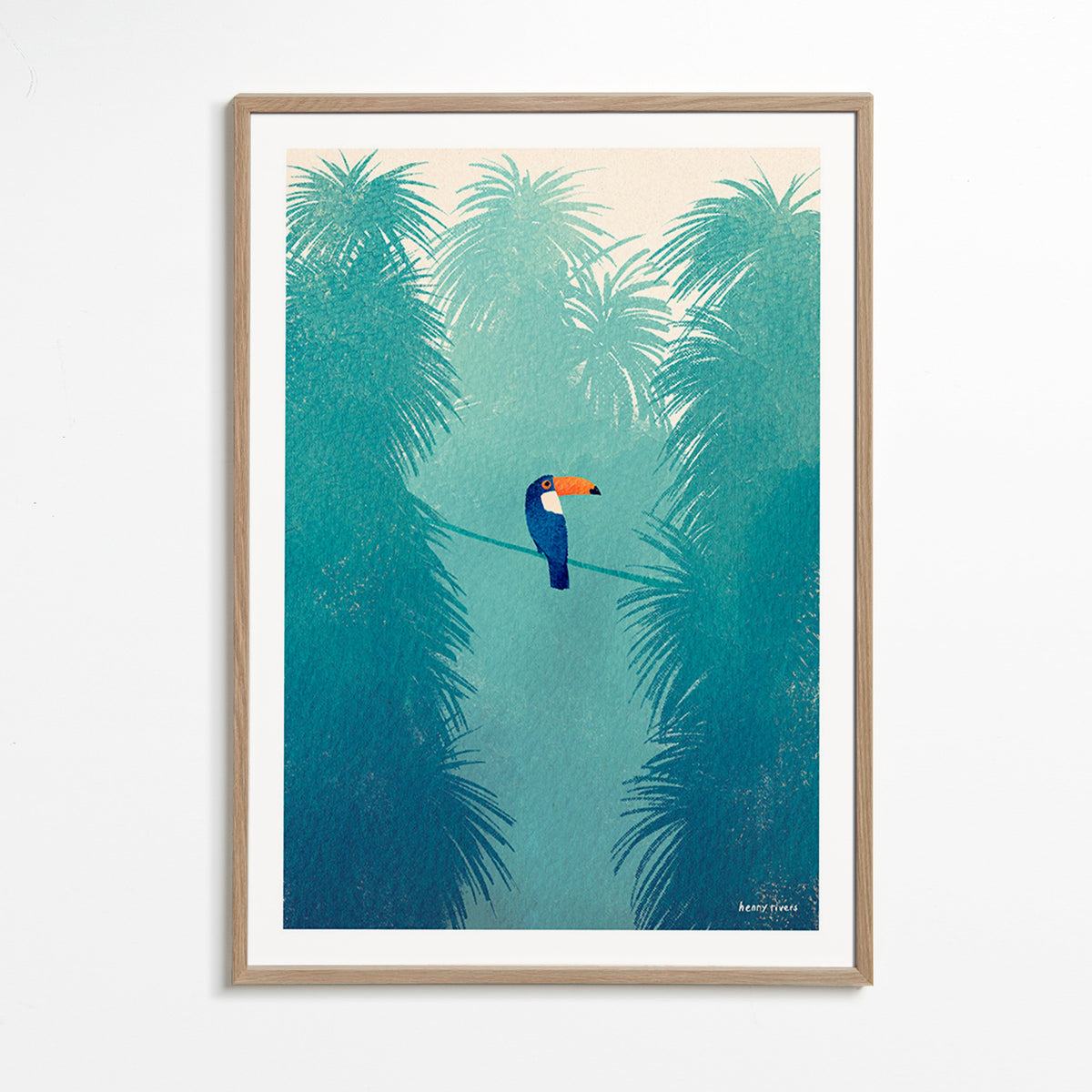 Cuadro tucán sobre rama tropical – Oak Frame