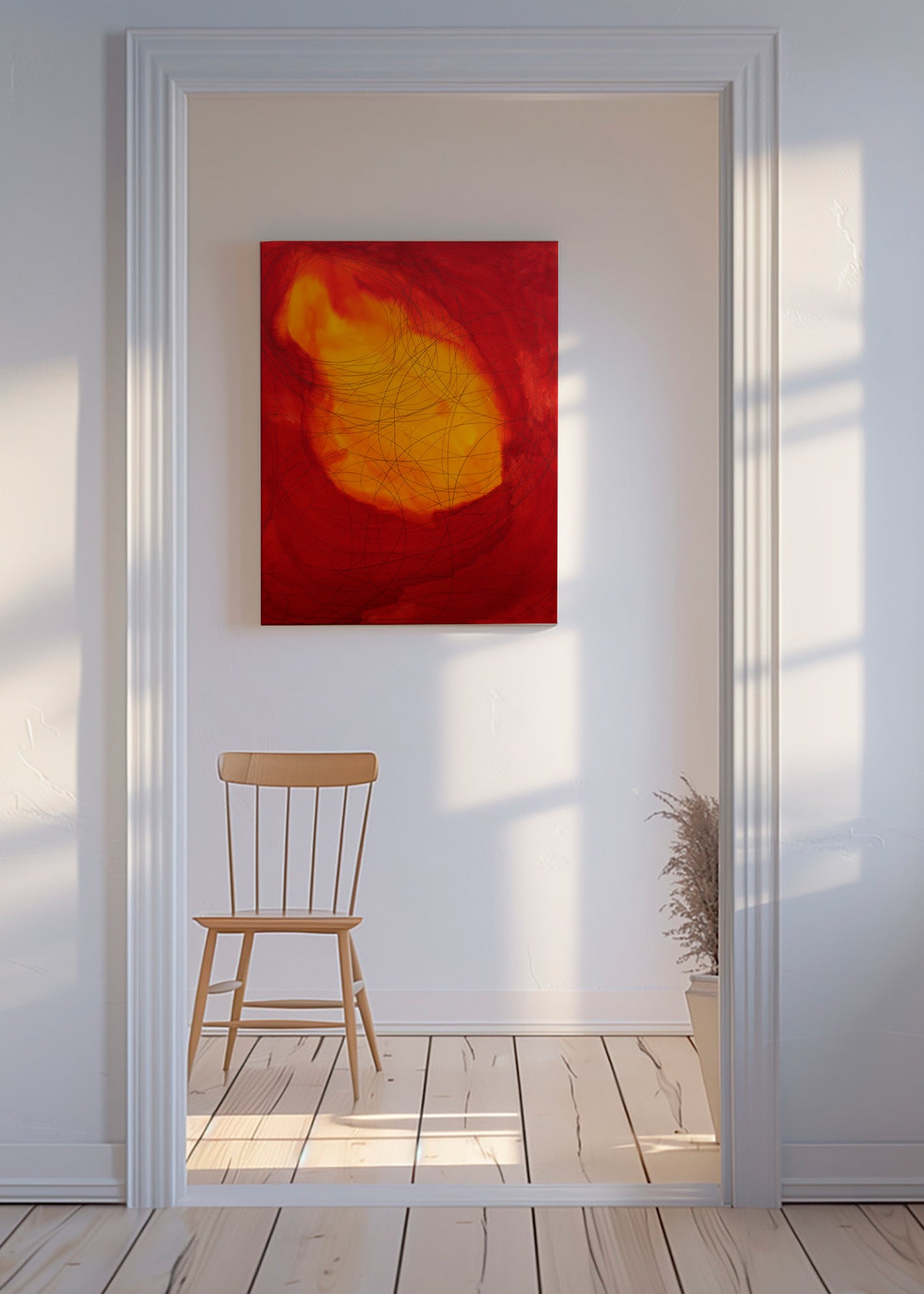 Cuadro abstracto en rojo y amarillo – Canvas