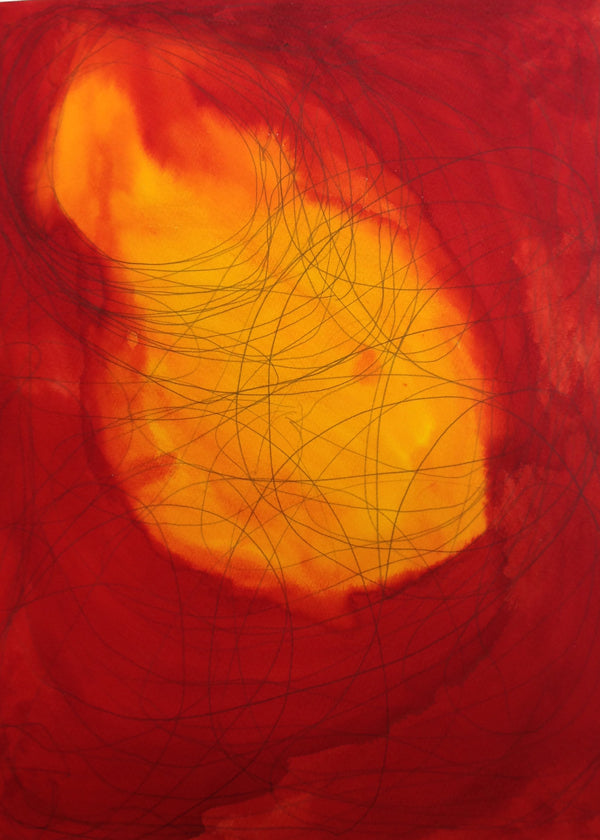 Cuadro abstracto en rojo y amarillo