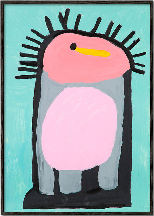 Lámina infantil pingüino rosa simpático – Black Frame