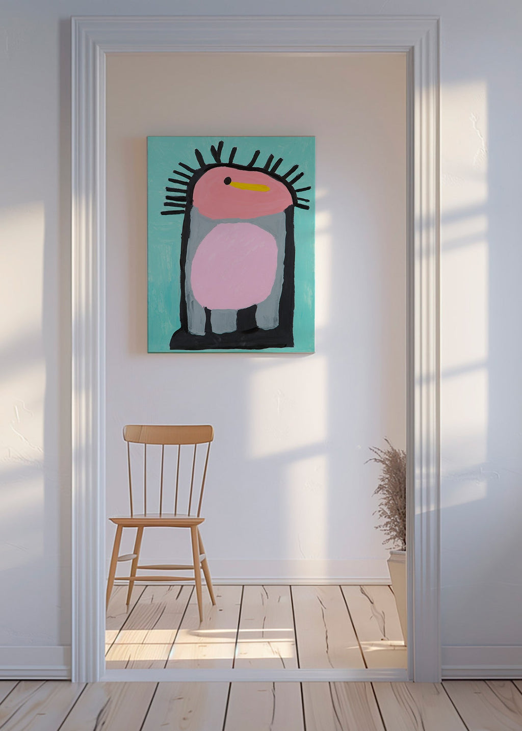 Lámina infantil pingüino rosa simpático – Canvas
