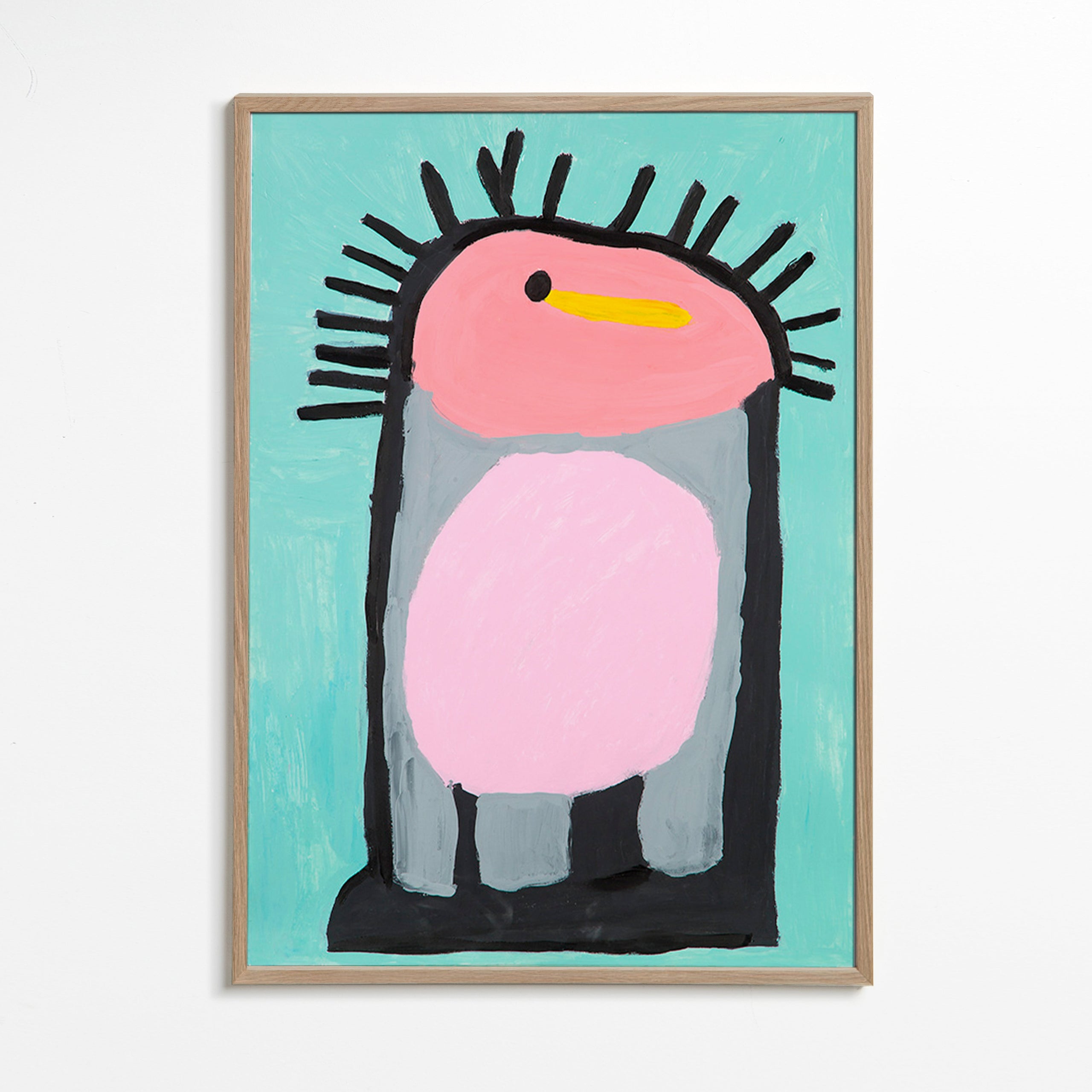 Lámina infantil pingüino rosa simpático – Oak Frame
