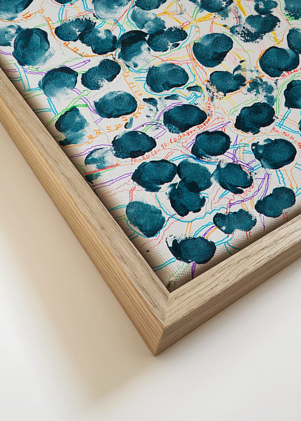 Cuadro abstracto con manchas azul marino – Canvas detail