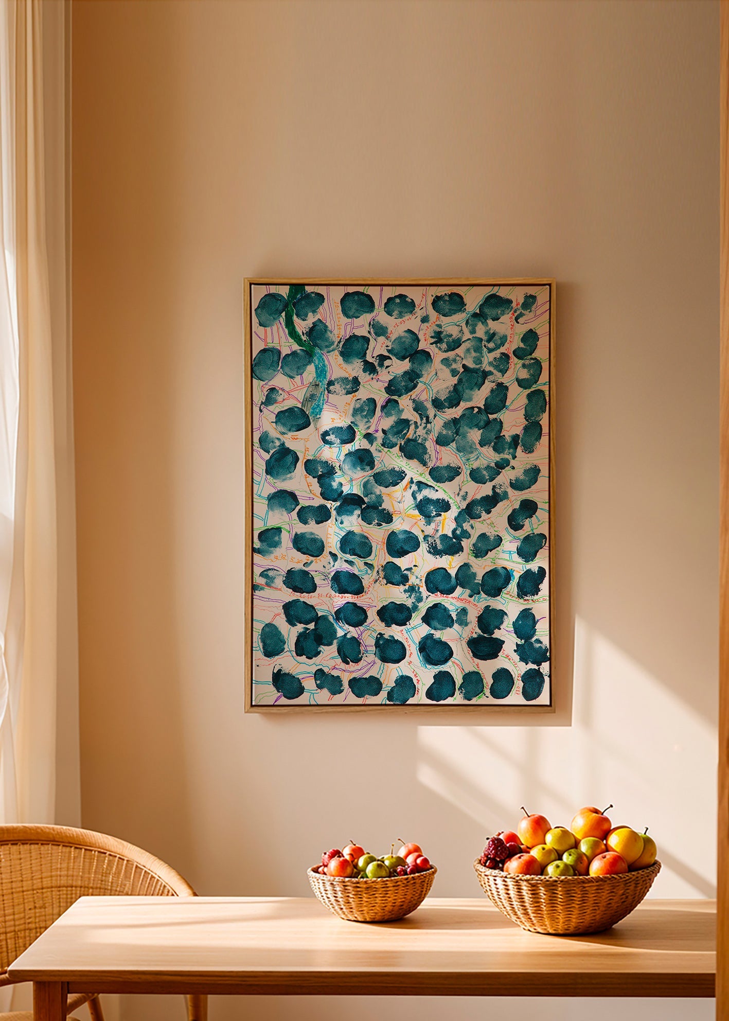 Cuadro abstracto con manchas azul marino – Canvas2