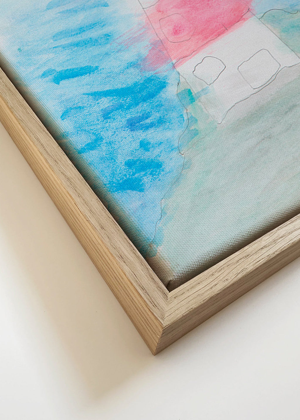 Cuadro de paisaje con faro en acuarela – Canvas detail
