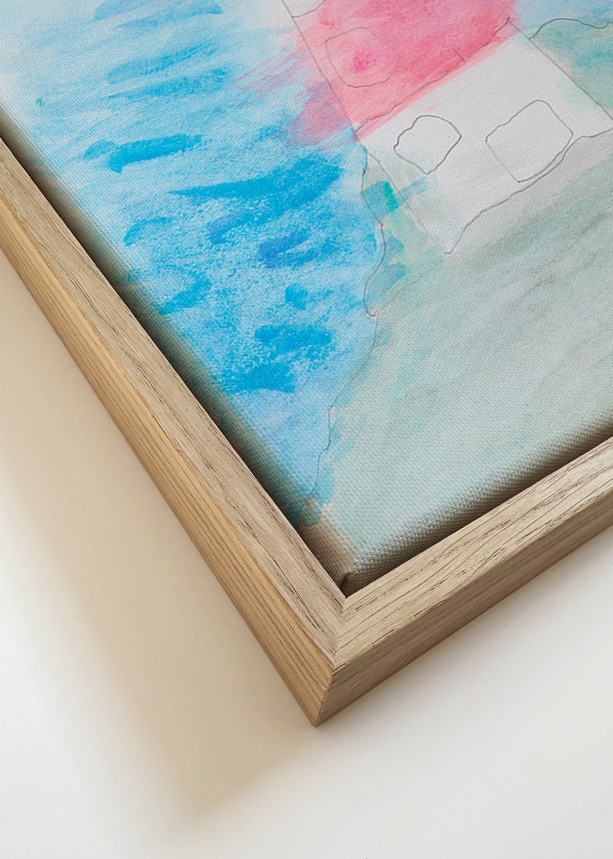 Cuadro de paisaje con faro en acuarela – Canvas detail