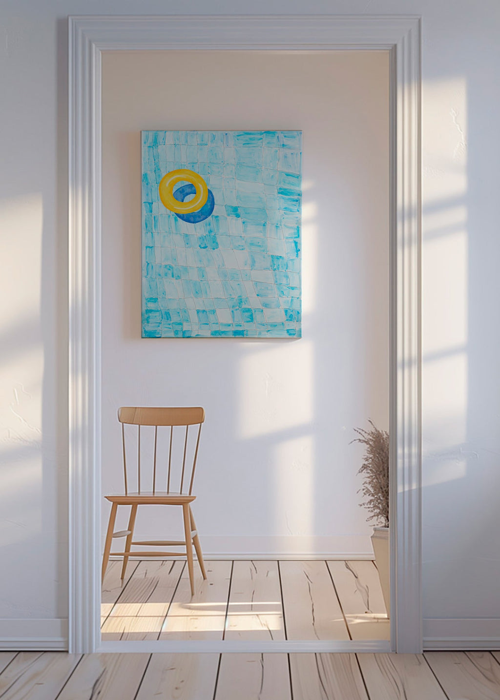 Cuadro minimalista con flotador amarillo – Canvas