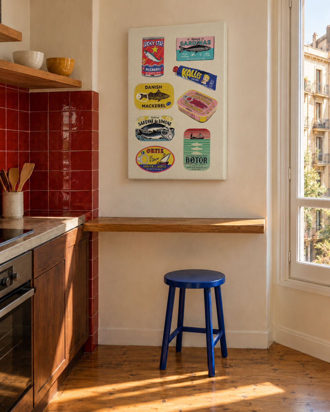 Canned Fish - Unframed canvas in an interior