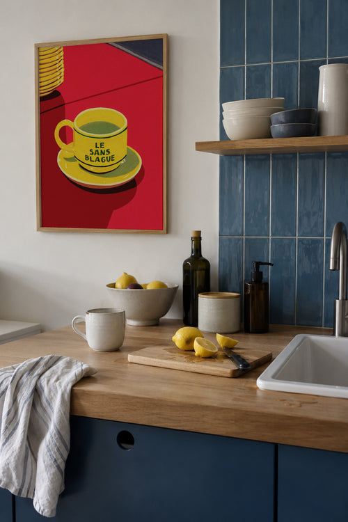 Le Sans Blague - Framed poster in an interior