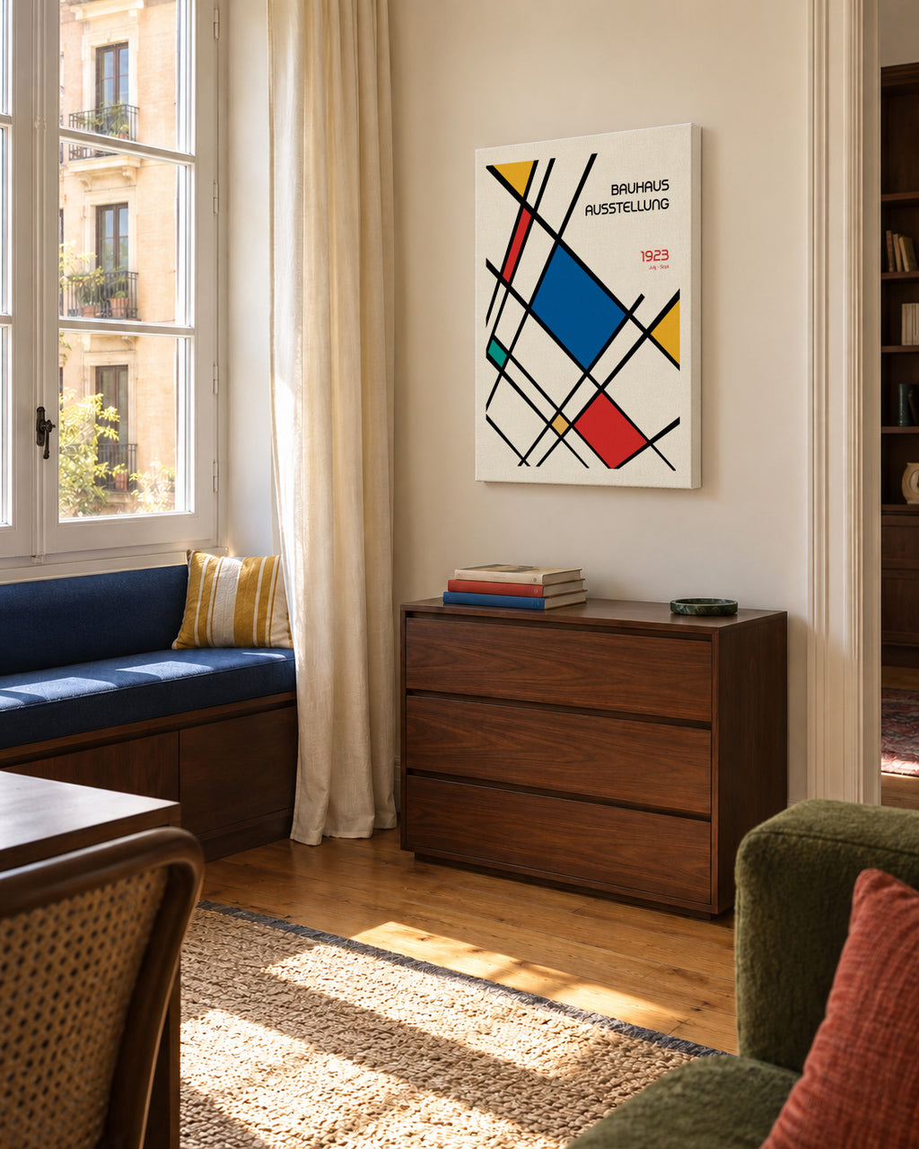 Bauhaus Geometric Design Retro - Unframed canvas in an interior