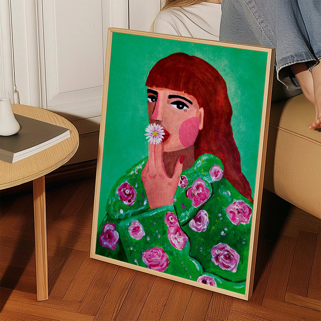 Woman Smoking a Flower