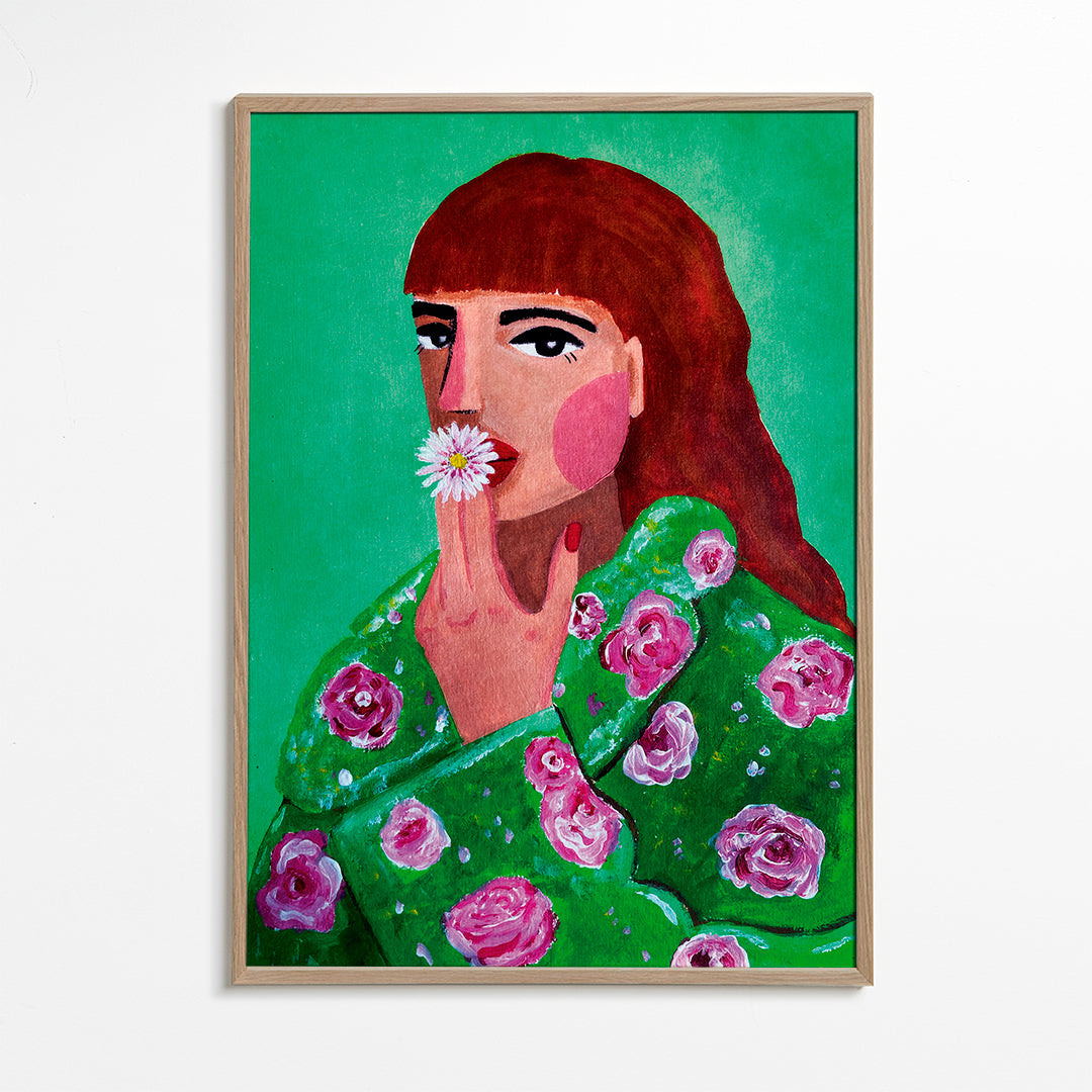 Woman Smoking a Flower