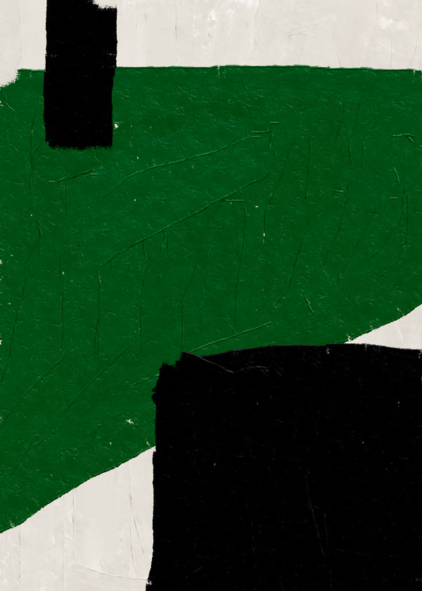 Green Beige Black Oil Abstract Painting