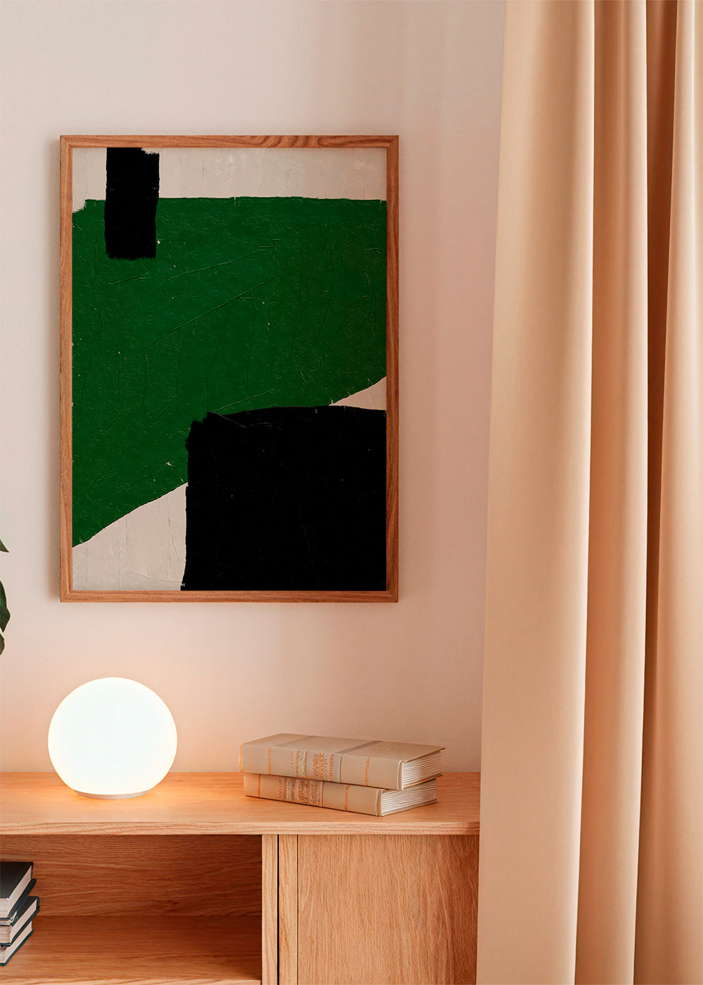 Green Beige Black Oil Abstract Painting