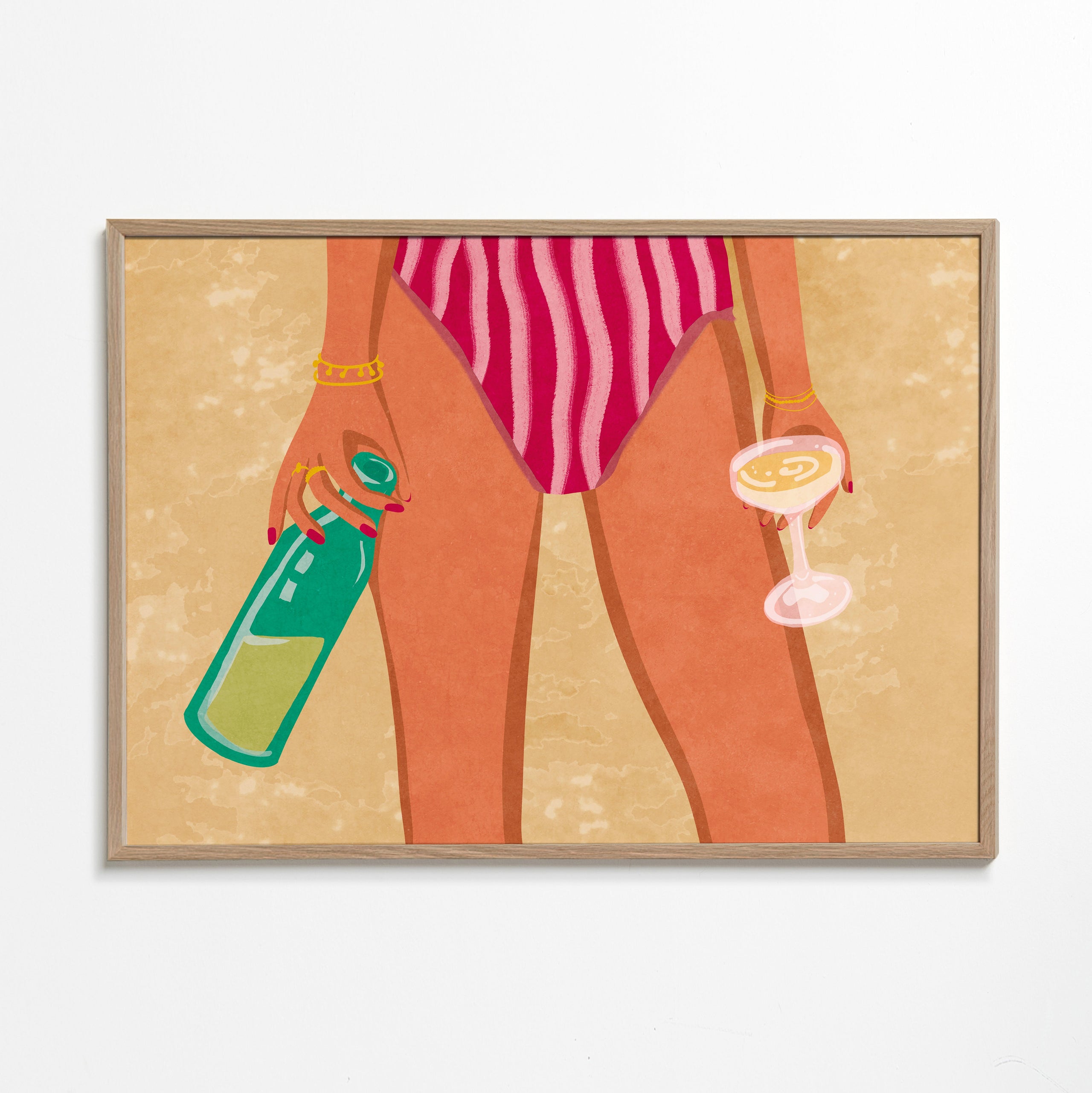 Girl with wine at the beach