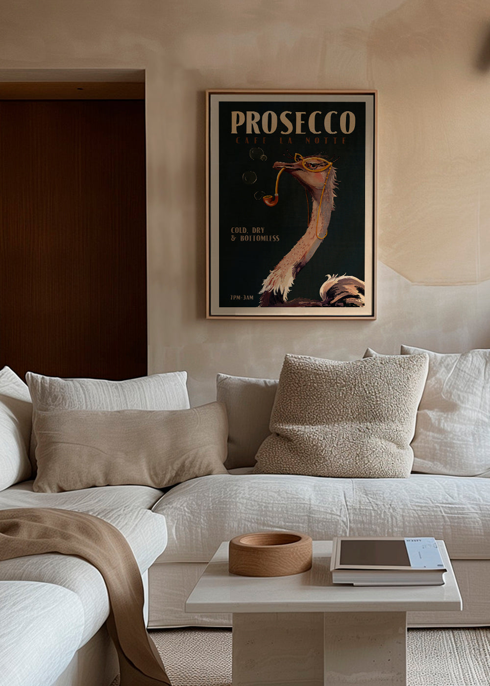Cute Art Deco Prosecco Poster Of An Ostrich