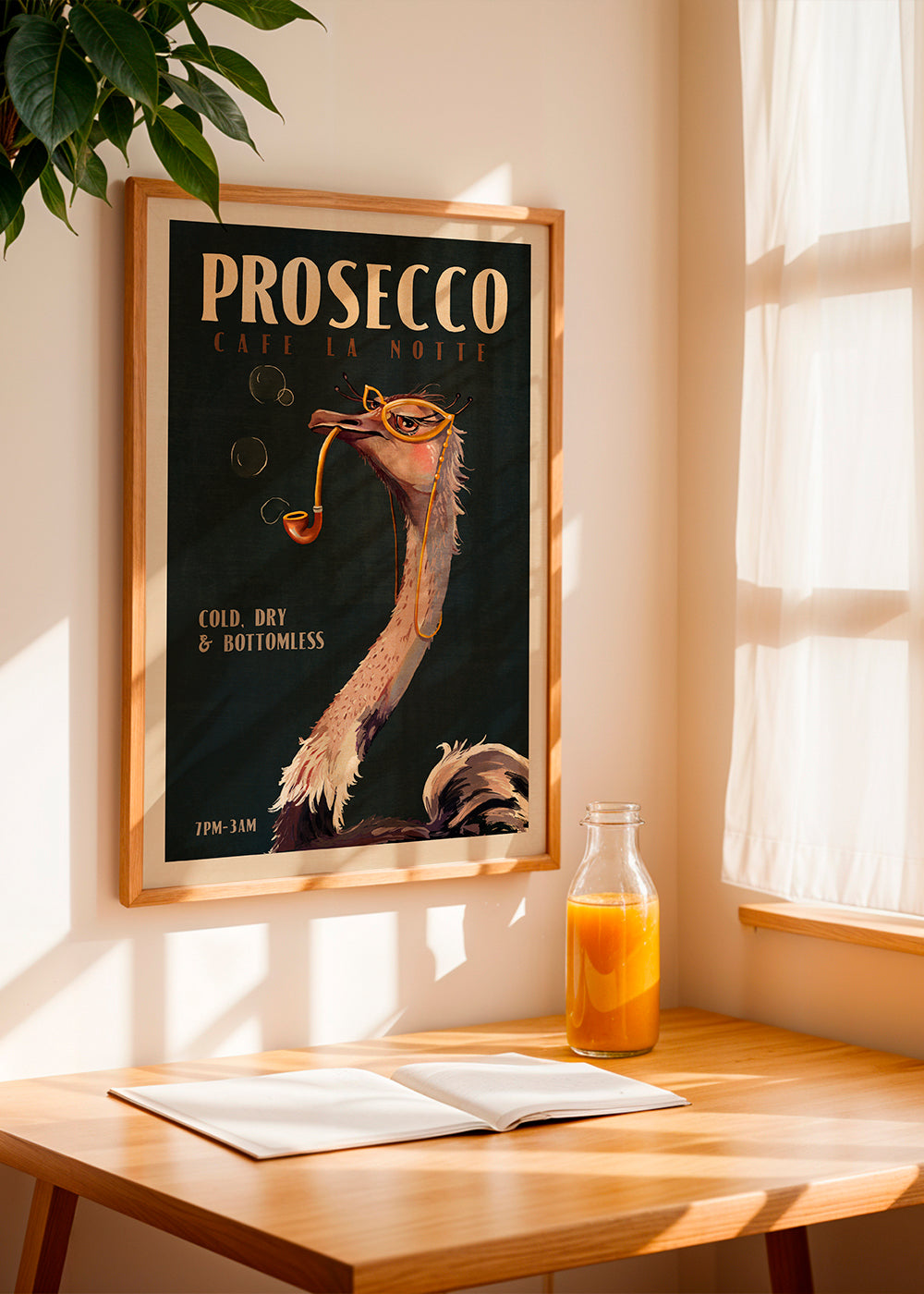 Cute Art Deco Prosecco Poster Of An Ostrich
