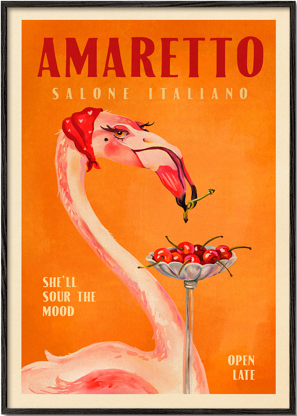 Amaretto Flamingo Art Deco Italian Cafe Travel Art