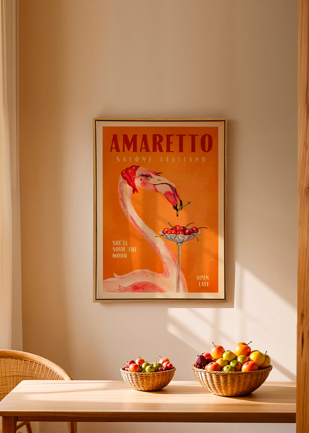 Amaretto Flamingo Art Deco Italian Cafe Travel Art
