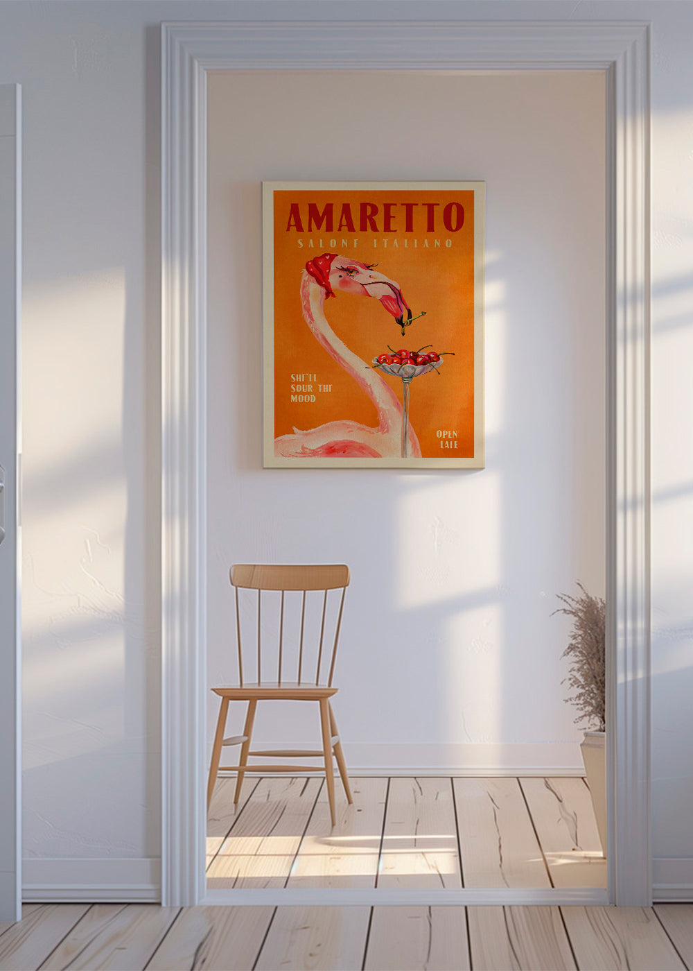Amaretto Flamingo Art Deco Italian Cafe Travel Art