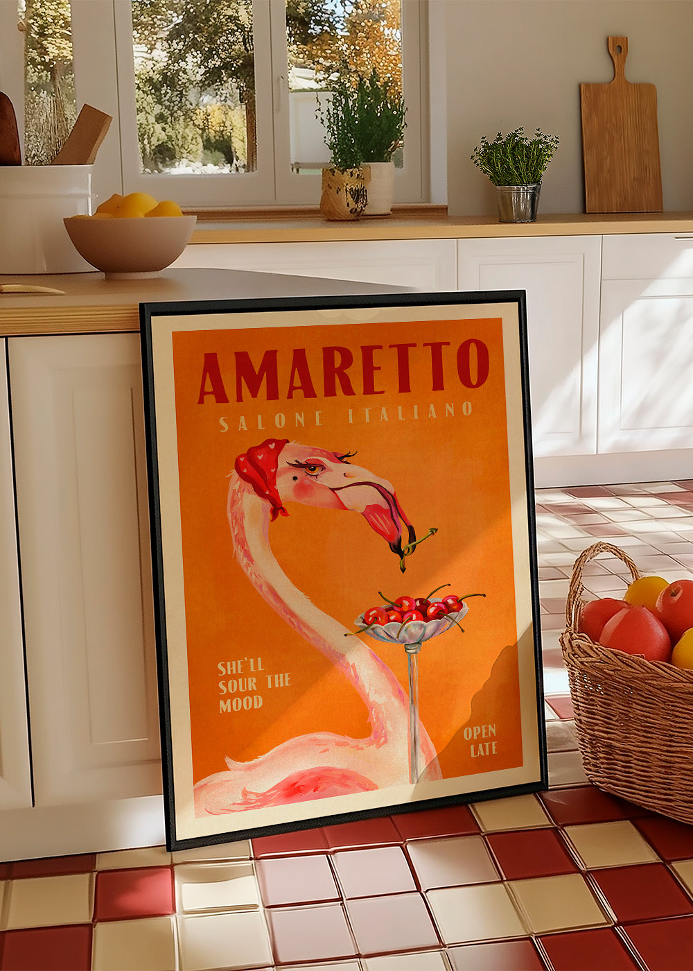 Amaretto Flamingo Art Deco Italian Cafe Travel Art