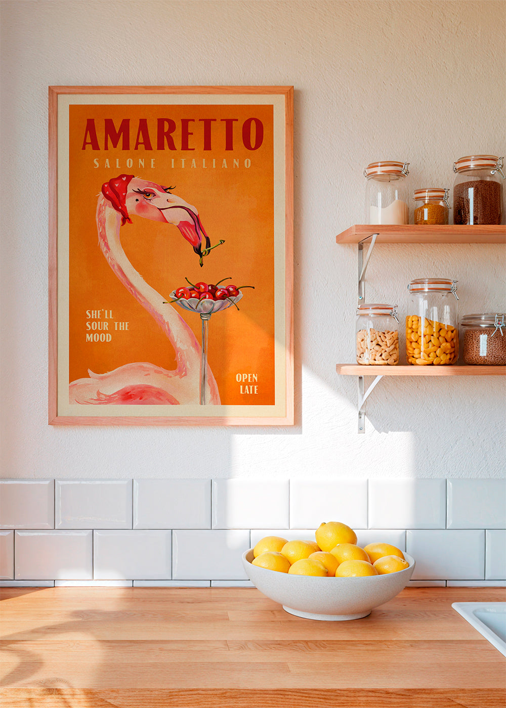 Amaretto Flamingo Art Deco Italian Cafe Travel Art