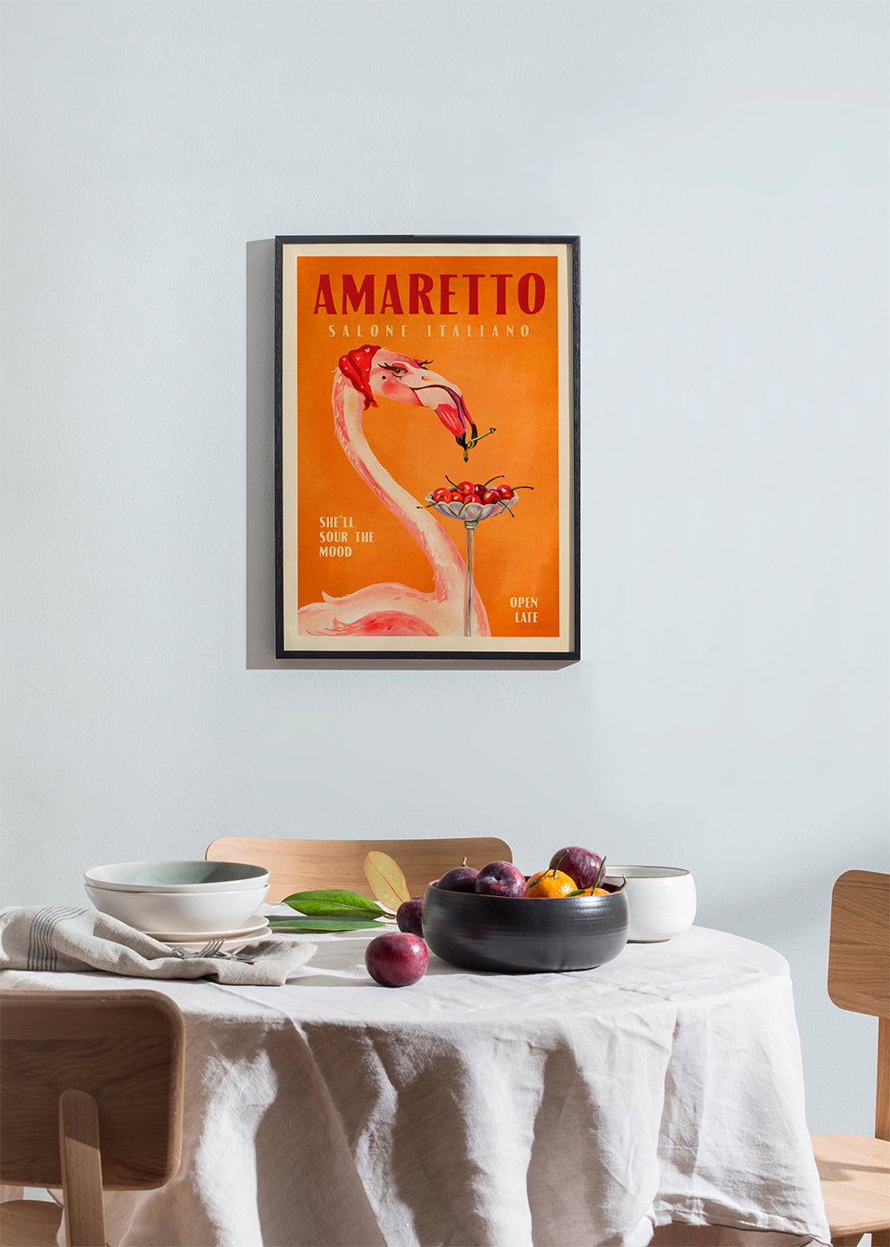Amaretto Flamingo Art Deco Italian Cafe Travel Art