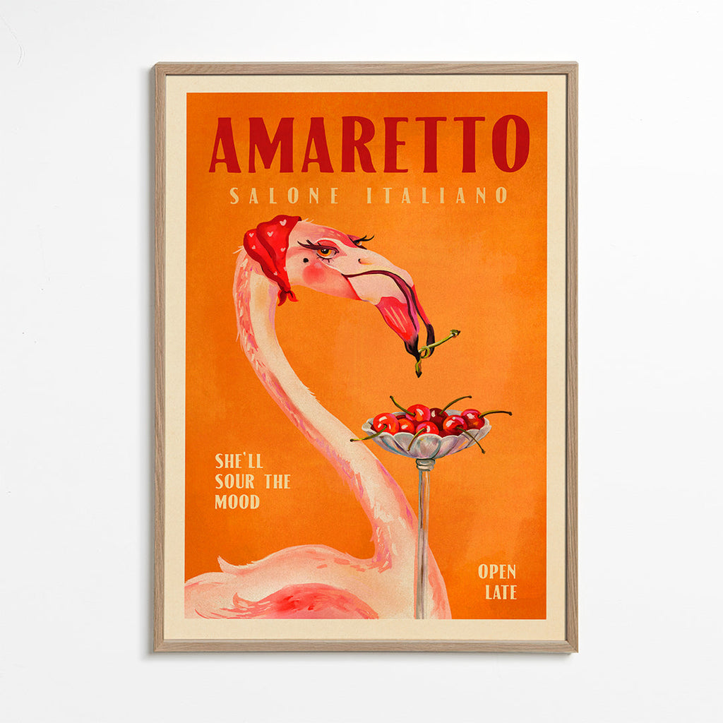 Amaretto Flamingo Art Deco Italian Cafe Travel Art