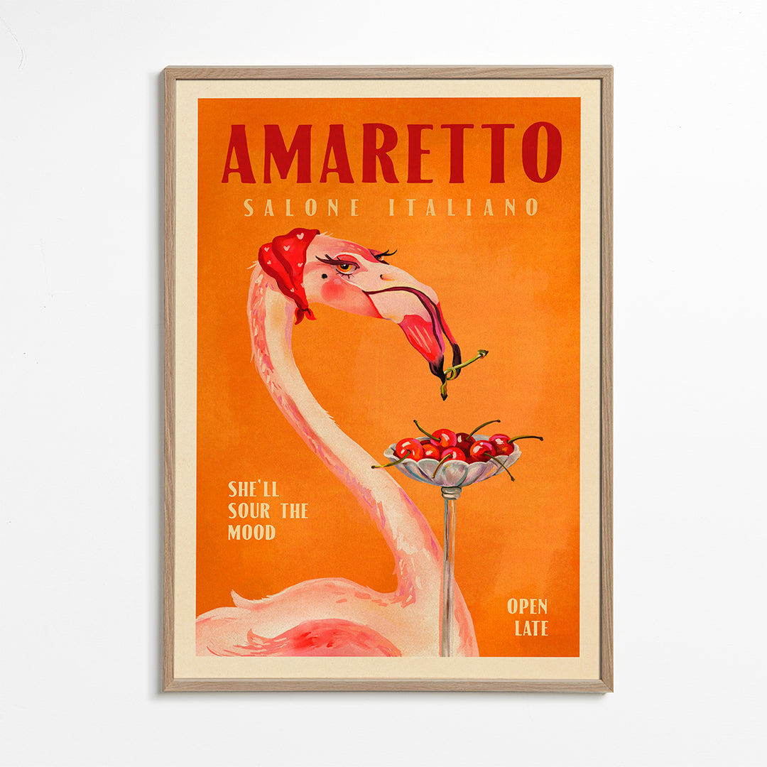 Amaretto Flamingo Art Deco Italian Cafe Travel Art
