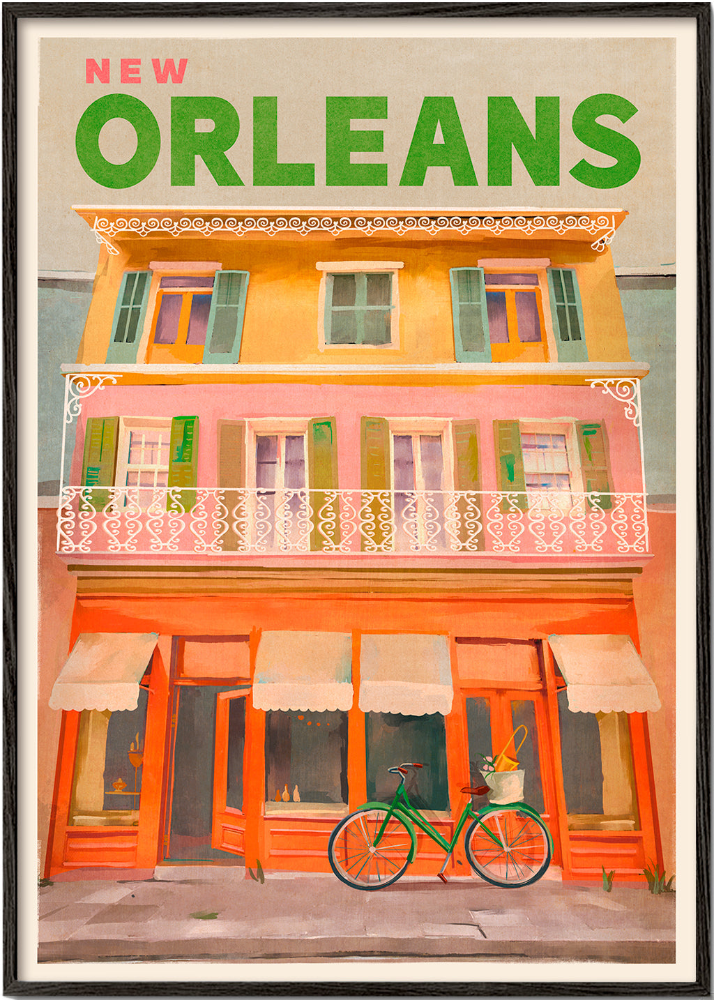 New Orleans Louisiana Vintage Travel Poster