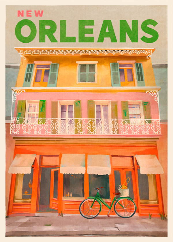 New Orleans Louisiana Vintage Travel Poster