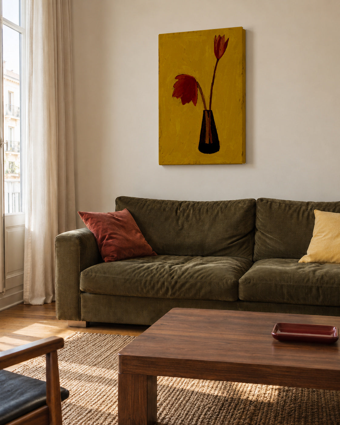 Delicate pair - Unframed canvas in an interior