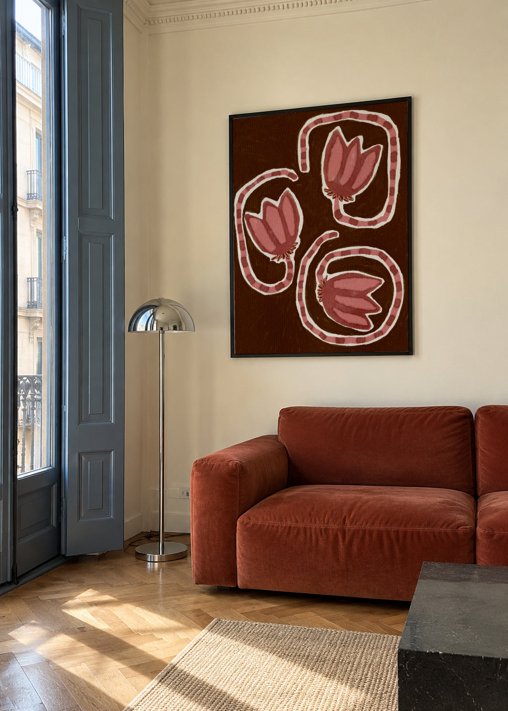 Delicate Bloom 19 - Framed poster in an interior
