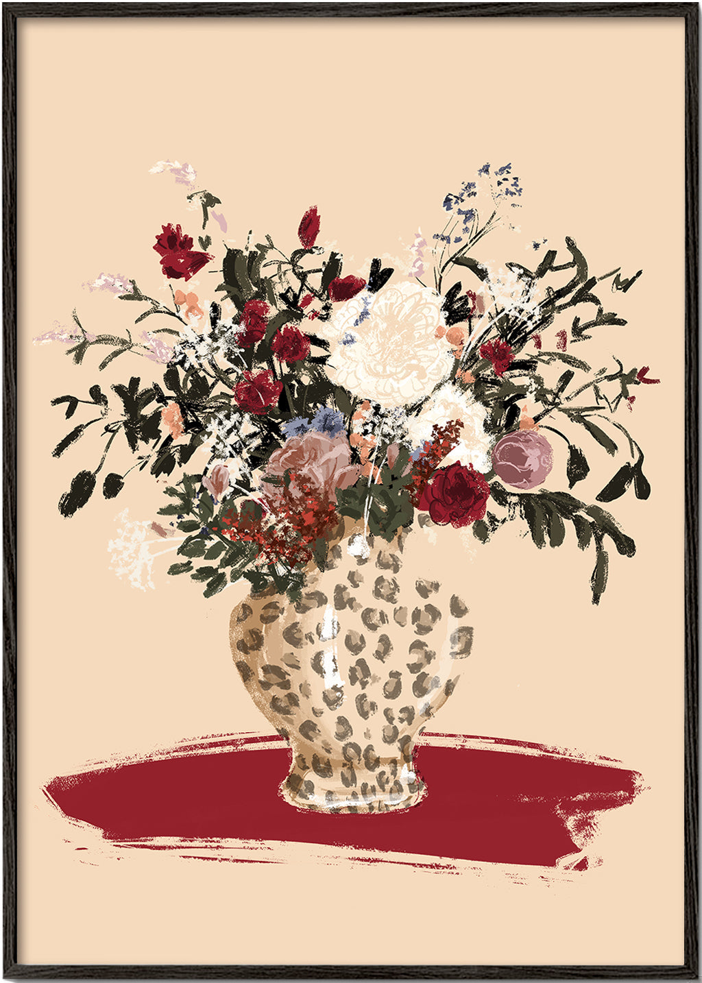 Flowers in a leopard vase