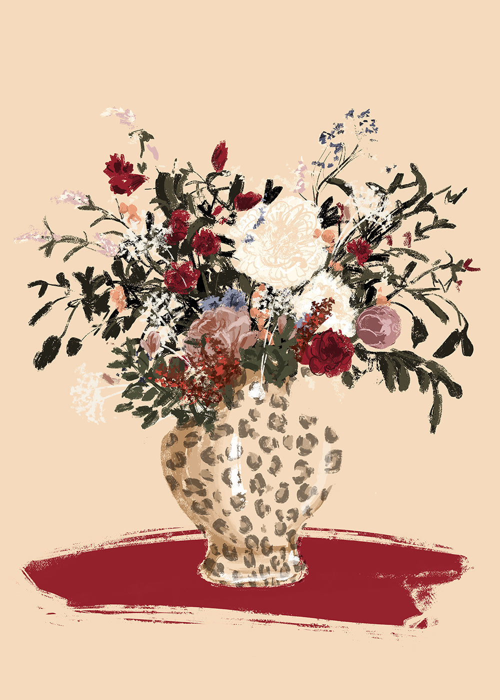 Flowers in a leopard vase