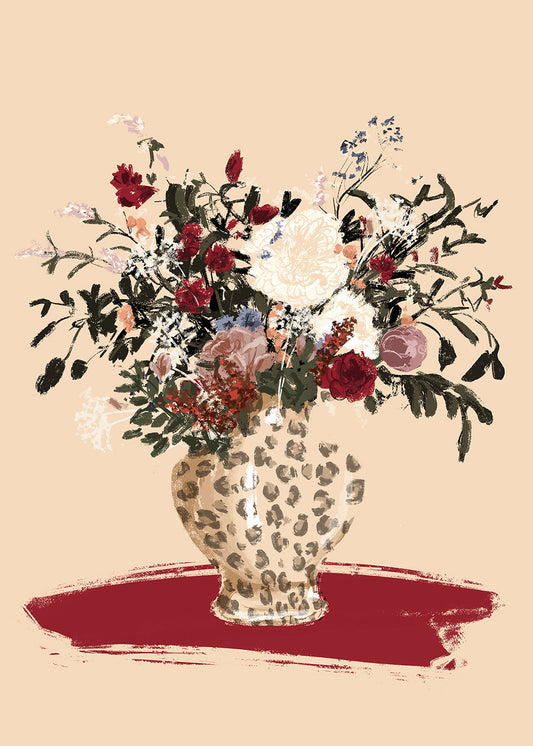Flowers in a leopard vase