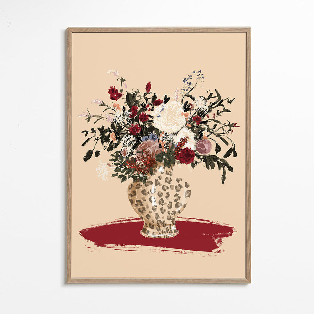 Flowers in a leopard vase