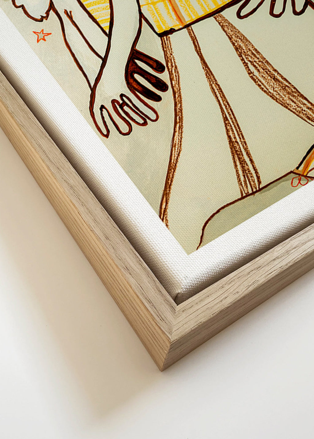 Ilustración de pareja danzante con trazo gestual – Canvas detail