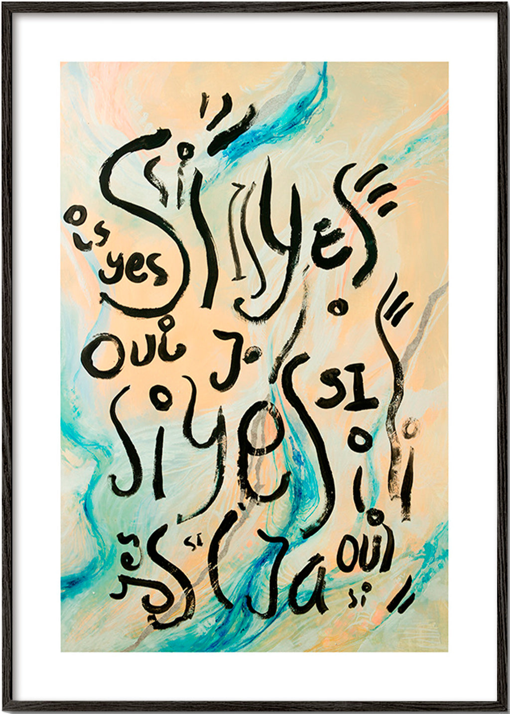 Ilustración tipográfica con gestos acuarelados – Black Frame