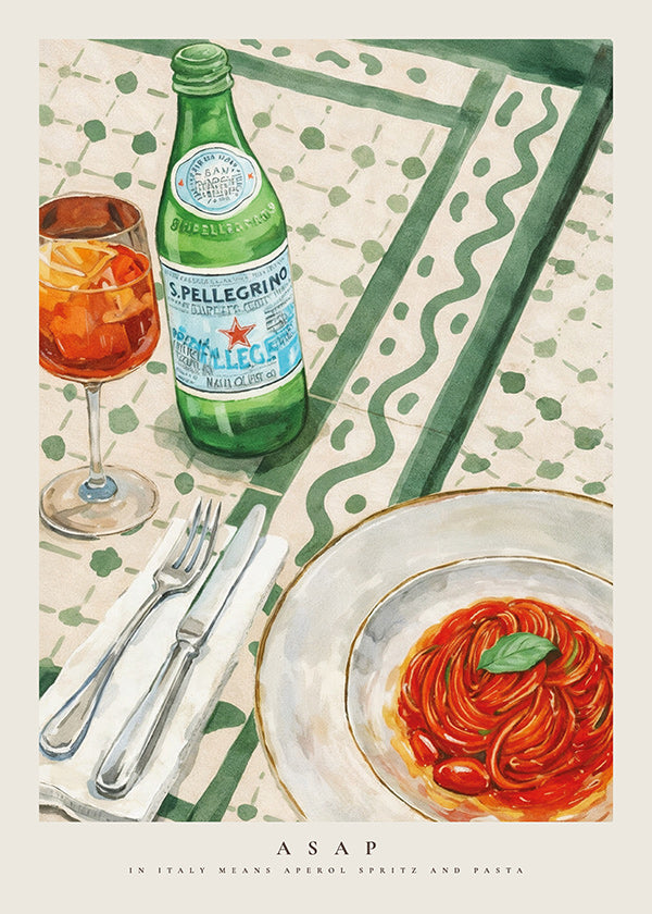 Cuadro de cocina Aperol Spritz y pasta